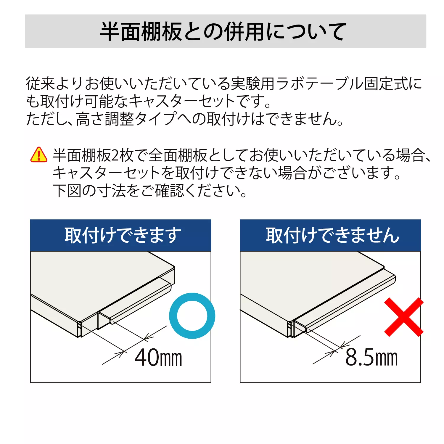実験用ラボテーブル ワンタッチ移動タイプ H740mm（全面棚板付）